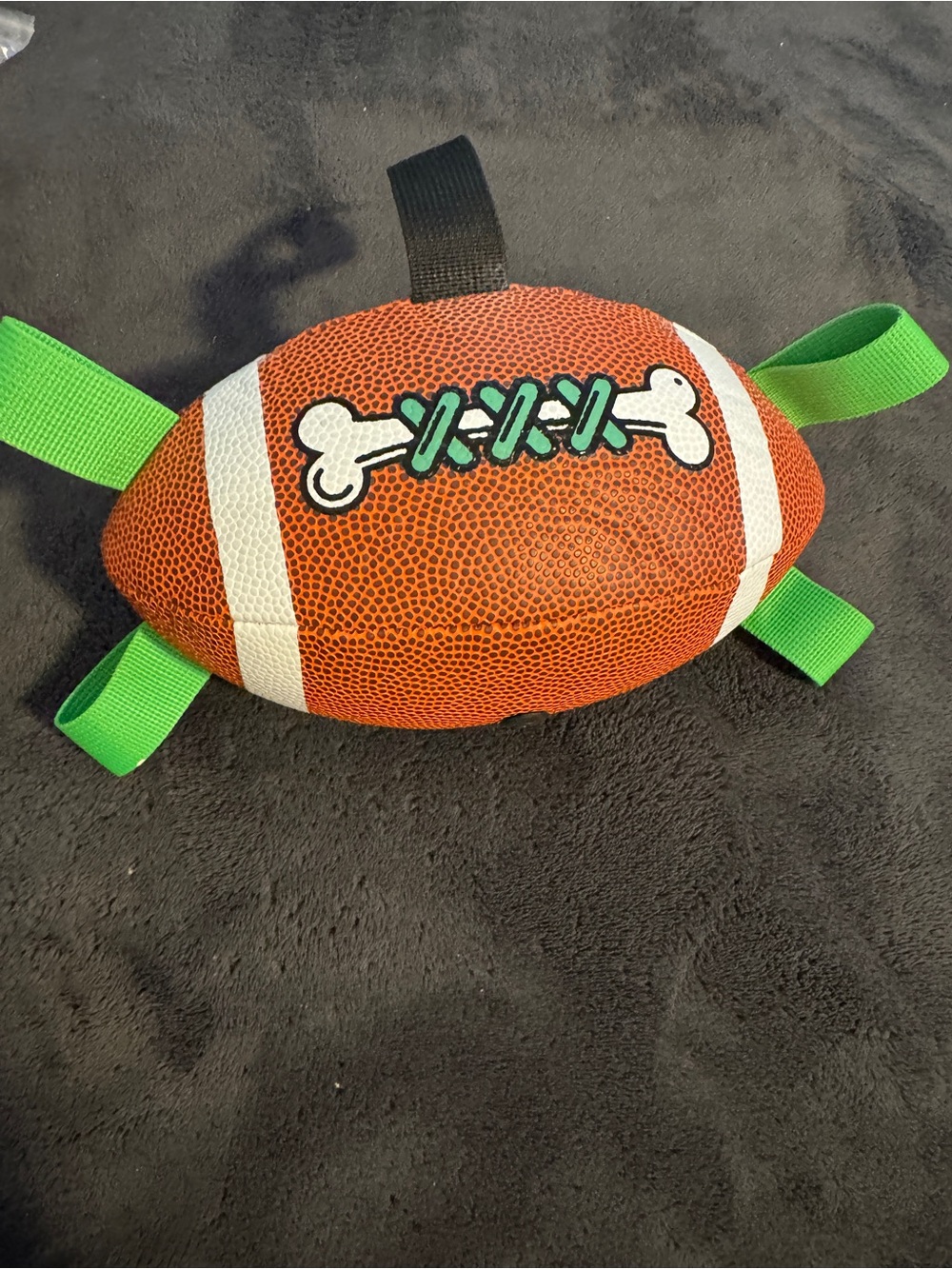 Dog Football Toy with Grab Straps & Hand Pump Inflatable Tug Fetch Ball Orange